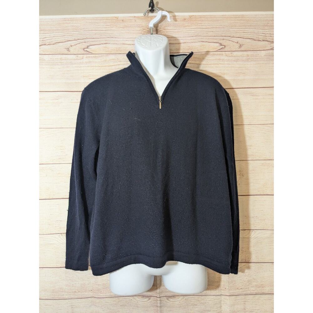 Davis & Squire Merino Wool 1/4 Zip Sweater Mens L Blue Long Sleeve Pullover